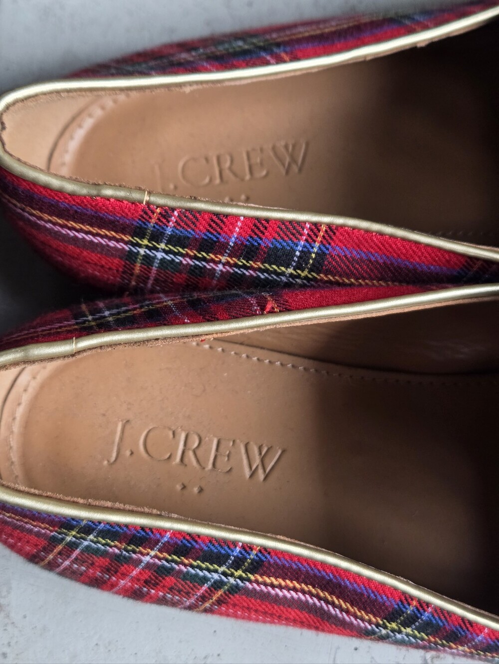 J. Crew Stewart Red Tartan Plaid Smoking Loafer Size 6.5 - Picture 8 of 9